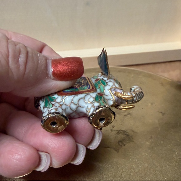 Colorful Cloisonné Elephant Figurine - Picture 6 of 7